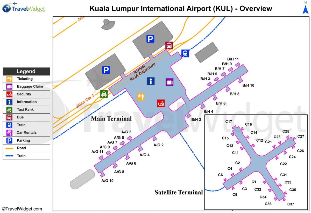 kuala lumpuri lennujaama peamine terminali kaart