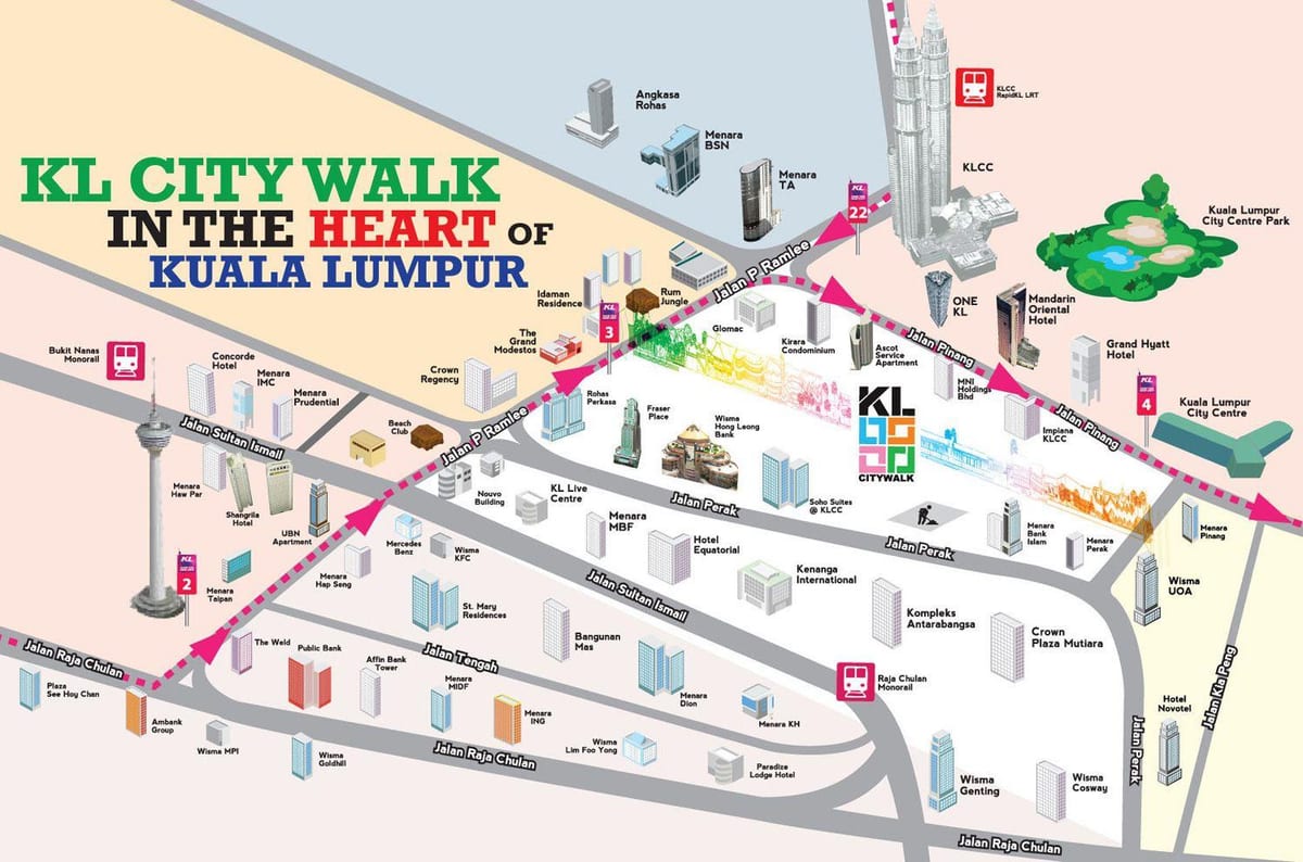 kuala lumpur jalutuskäik kaart